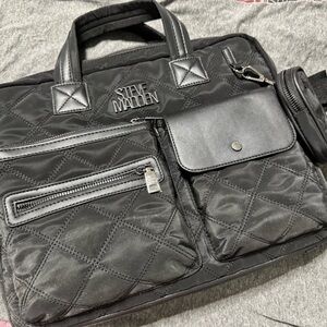 Steve Madden Black Quilted Laptop Bag and Pouch